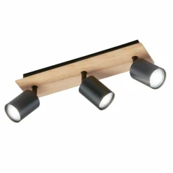 Plafonnier Fischer & Honsel Holton LED Couleur bois, Noir, 3 lumières