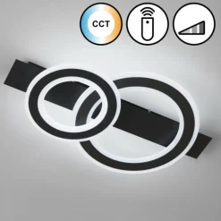 Plafonnier Fischer & Honsel Circle LED Noir, 1 lumière, Télécommandes