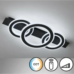 Plafonnier Fischer & Honsel Circle LED Noir, 1 lumière, Télécommandes