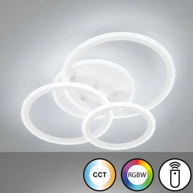 Plafonnier Fischer & Honsel Gelder LED Blanc, 1 lumière, Télécommandes, Changeur de couleurs