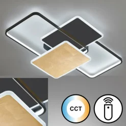 Plafonnier Fischer & Honsel Quadro LED Noir, 1 lumière, Télécommandes