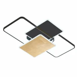 Plafonnier Fischer & Honsel Quadro LED Noir, 1 lumière, Télécommandes