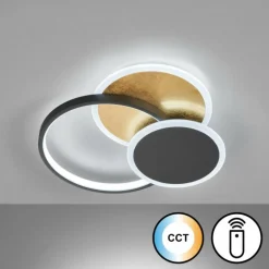 Plafonnier Fischer & Honsel Tomo LED Noir, 1 lumière, Télécommandes