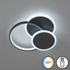 Plafonnier Fischer & Honsel Tomo LED Noir, 1 lumière, Télécommandes