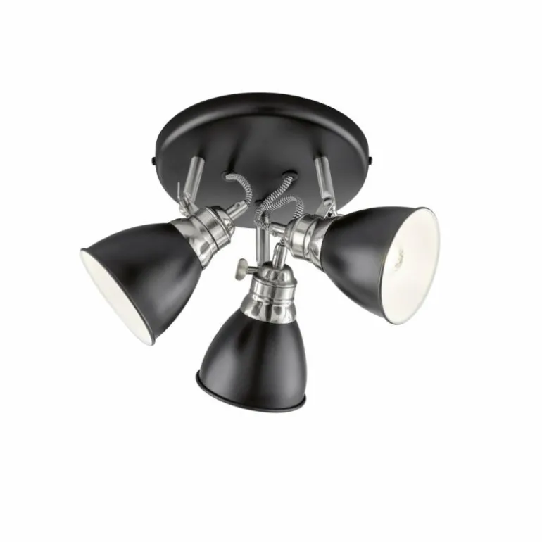 Plafonnier Fischer-Honsel Wales Noir, 3 lumières