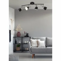 Plafonnier Fischer-Honsel Wales Noir, 4 lumières