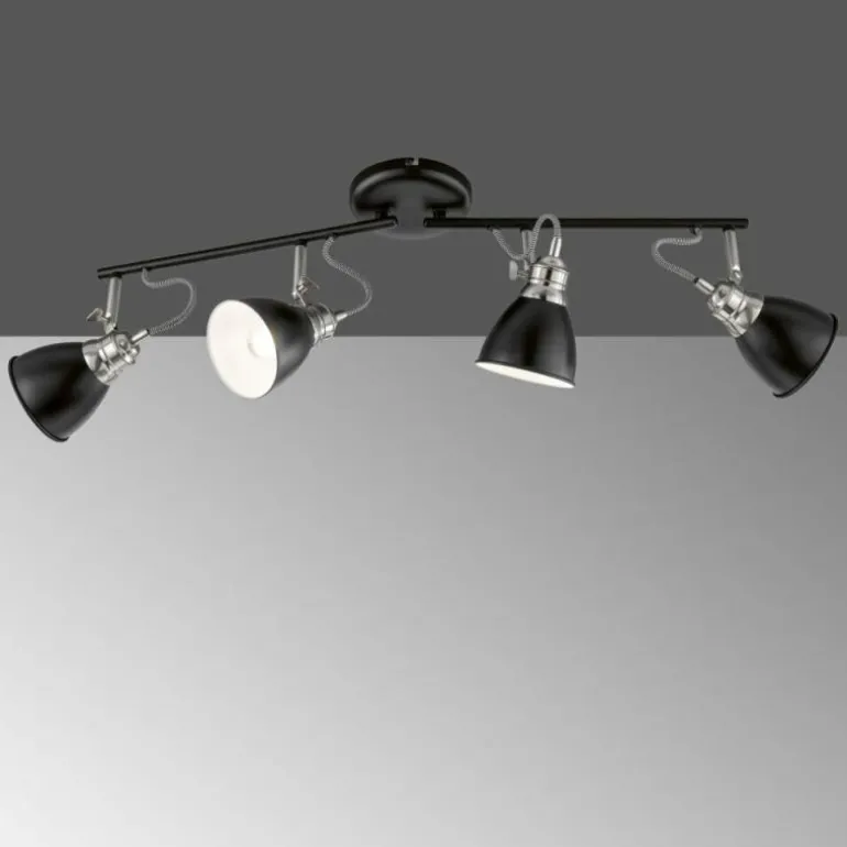 Plafonnier Fischer-Honsel Wales Noir, 4 lumières