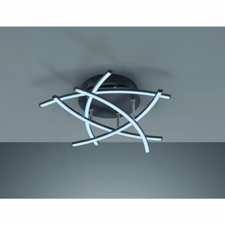 Plafonnier Fischer-Honsel Cross TW LED Noir, 5 lumières, Télécommandes