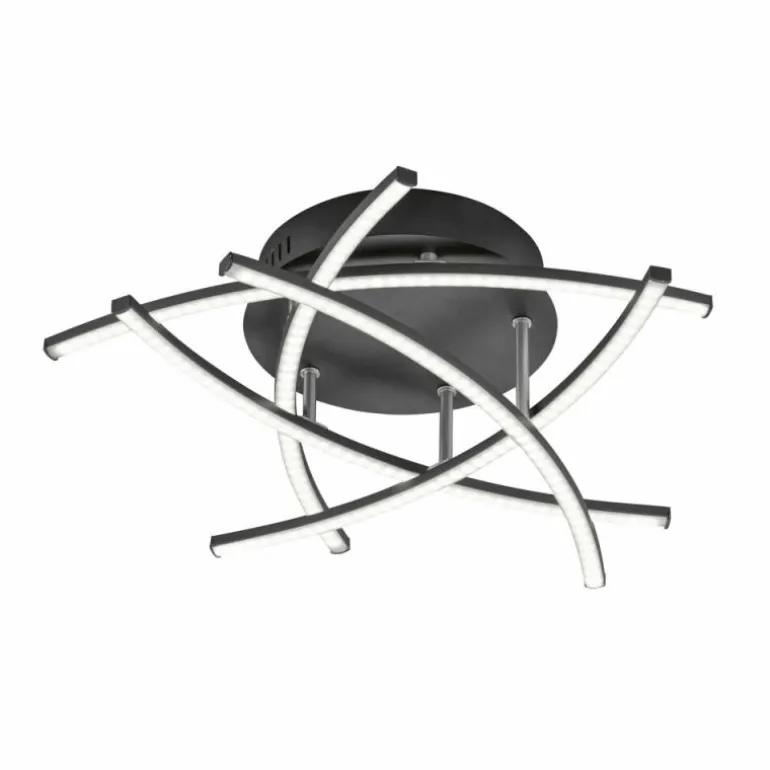Plafonnier Fischer-Honsel Cross TW LED Noir, 5 lumières, Télécommandes