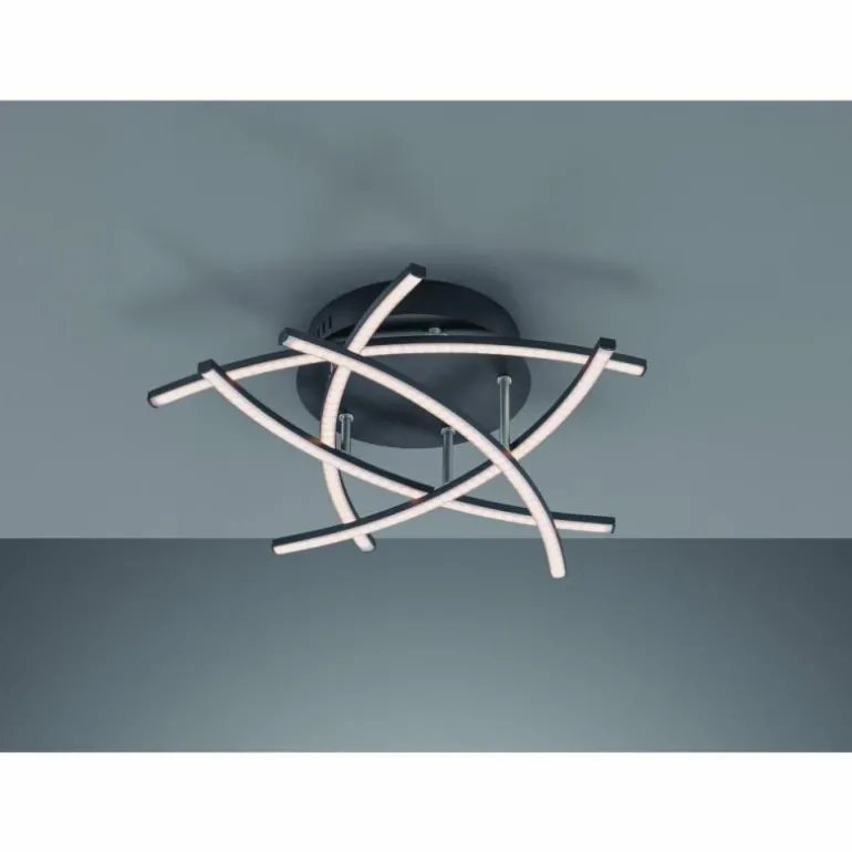 Plafonnier Fischer-Honsel Cross TW LED Noir, 5 lumières, Télécommandes