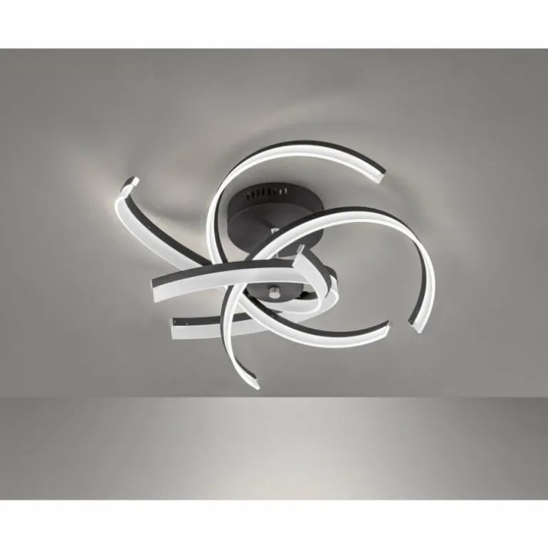 Plafonnier Fischer-Honsel Sund TW LED Noir, 4 lumières, Télécommandes