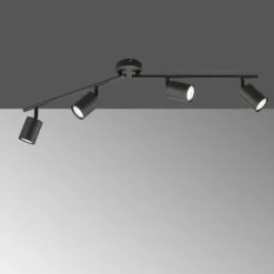 Plafonnier Fischer-Honsel Vano Noir, 4 lumières