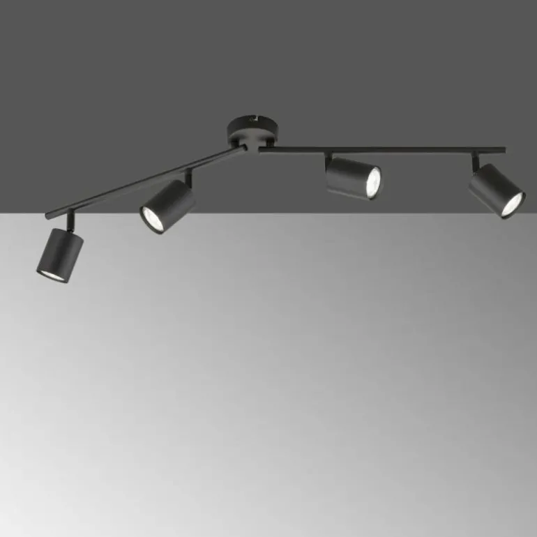 Plafonnier Fischer-Honsel Vano Noir, 4 lumières