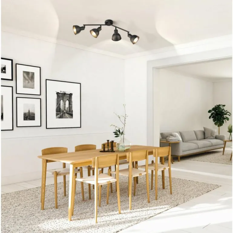 Plafonnier Fischer-Honsel Speedy Noir, 4 lumières