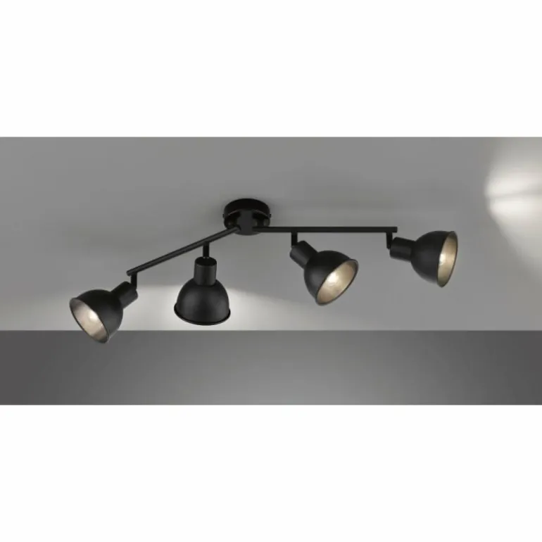 Plafonnier Fischer-Honsel Speedy Noir, 4 lumières