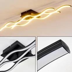 Plafonnier Flow LED Noir, 2 lumières