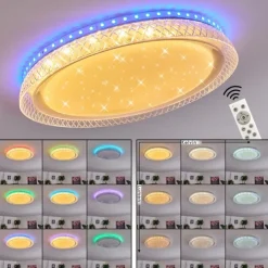 Plafonnier Fondaco LED Blanc, 1 lumière, Télécommandes, Changeur de couleurs