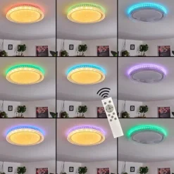 Plafonnier Fondaco LED Blanc, 1 lumière, Télécommandes, Changeur de couleurs