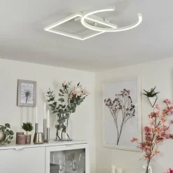 Plafonnier Frederick LED Chrome, Blanc, 1 lumière