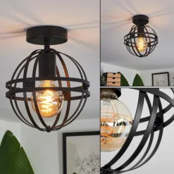 Plafonnier Freguesia Noir, 1 lumière