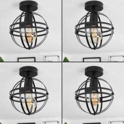 Plafonnier Freguesia Noir, 1 lumière