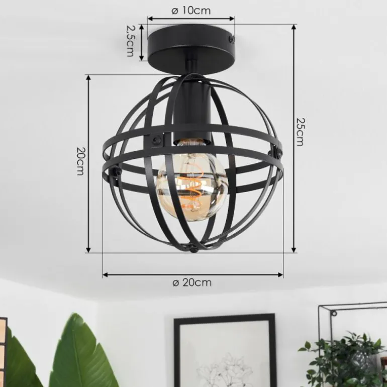 Plafonnier Freguesia Noir, 1 lumière