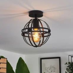 Plafonnier Freguesia Noir, 1 lumière