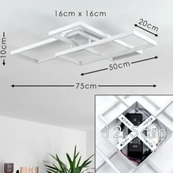 Plafonnier Ghana LED Blanc, 4 lumières, Télécommandes, Changeur de couleurs