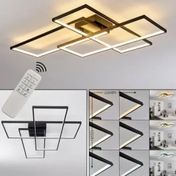 Plafonnier Ghana LED Noir, 1 lumière, Télécommandes