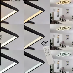 Plafonnier Ghana LED Noir, 1 lumière, Télécommandes