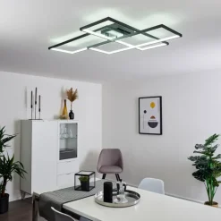 Plafonnier Ghana LED Noir, 1 lumière, Télécommandes