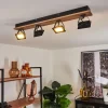 Plafonnier Giresta LED Bois foncé, Noir, 4 lumières