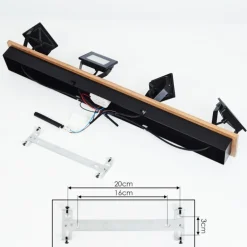 Plafonnier Giresta LED Bois foncé, Noir, 4 lumières