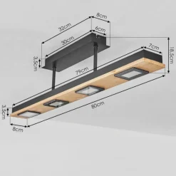 Plafonnier Giresta LED Noir, 4 lumières