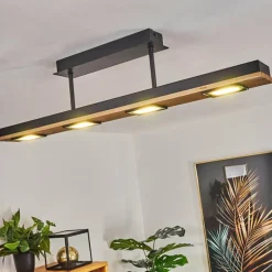 Plafonnier Giresta LED Noir, 4 lumières