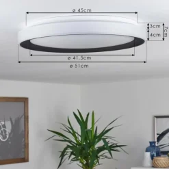 Plafonnier Gladstone LED Noir, Blanc, 1 lumière, Télécommandes