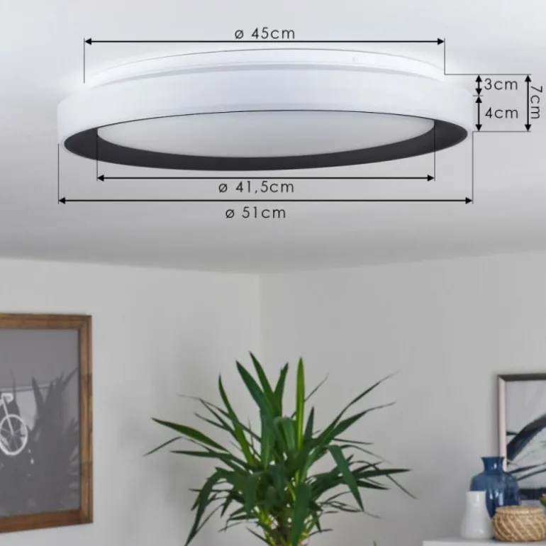 Plafonnier Gladstone LED Noir, Blanc, 1 lumière, Télécommandes