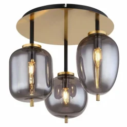 Plafonnier Globo BLACKY Laiton, Noir, 3 lumières