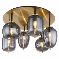 Plafonnier Globo BLACKY Laiton, Noir, 6 lumières