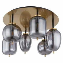 Plafonnier Globo BLACKY Laiton, Noir, 6 lumières