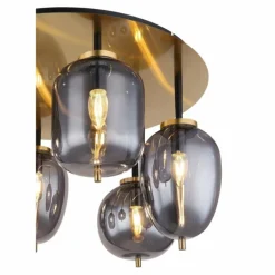 Plafonnier Globo BLACKY Laiton, Noir, 6 lumières