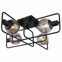 Plafonnier Globo BLAMA Noir, 4 lumières