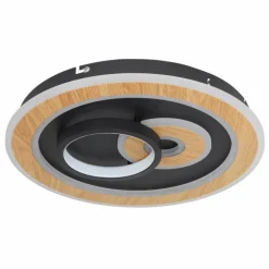 Plafonnier Globo CHESSY LED Couleur bois, Noir, Blanc, 1 lumière, Télécommandes