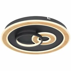 Plafonnier Globo CHESSY LED Couleur bois, Noir, Blanc, 1 lumière, Télécommandes