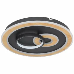 Plafonnier Globo CHESSY LED Couleur bois, Noir, Blanc, 1 lumière, Télécommandes