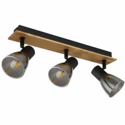 Plafonnier Globo CLAUDE Bois foncé, Noir, 3 lumières