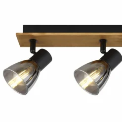 Plafonnier Globo CLAUDE Bois foncé, Noir, 3 lumières