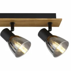 Plafonnier Globo CLAUDE Bois foncé, Noir, 4 lumières