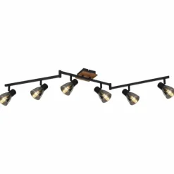 Plafonnier Globo CLAUDE Brun, Noir, 6 lumières