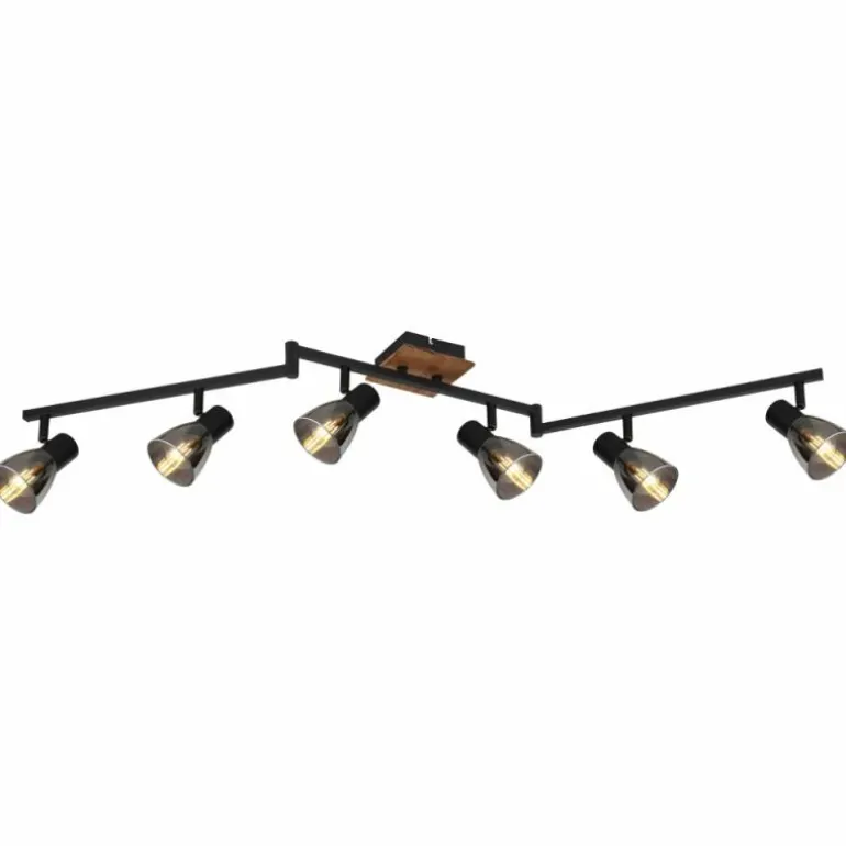 Plafonnier Globo CLAUDE Brun, Noir, 6 lumières